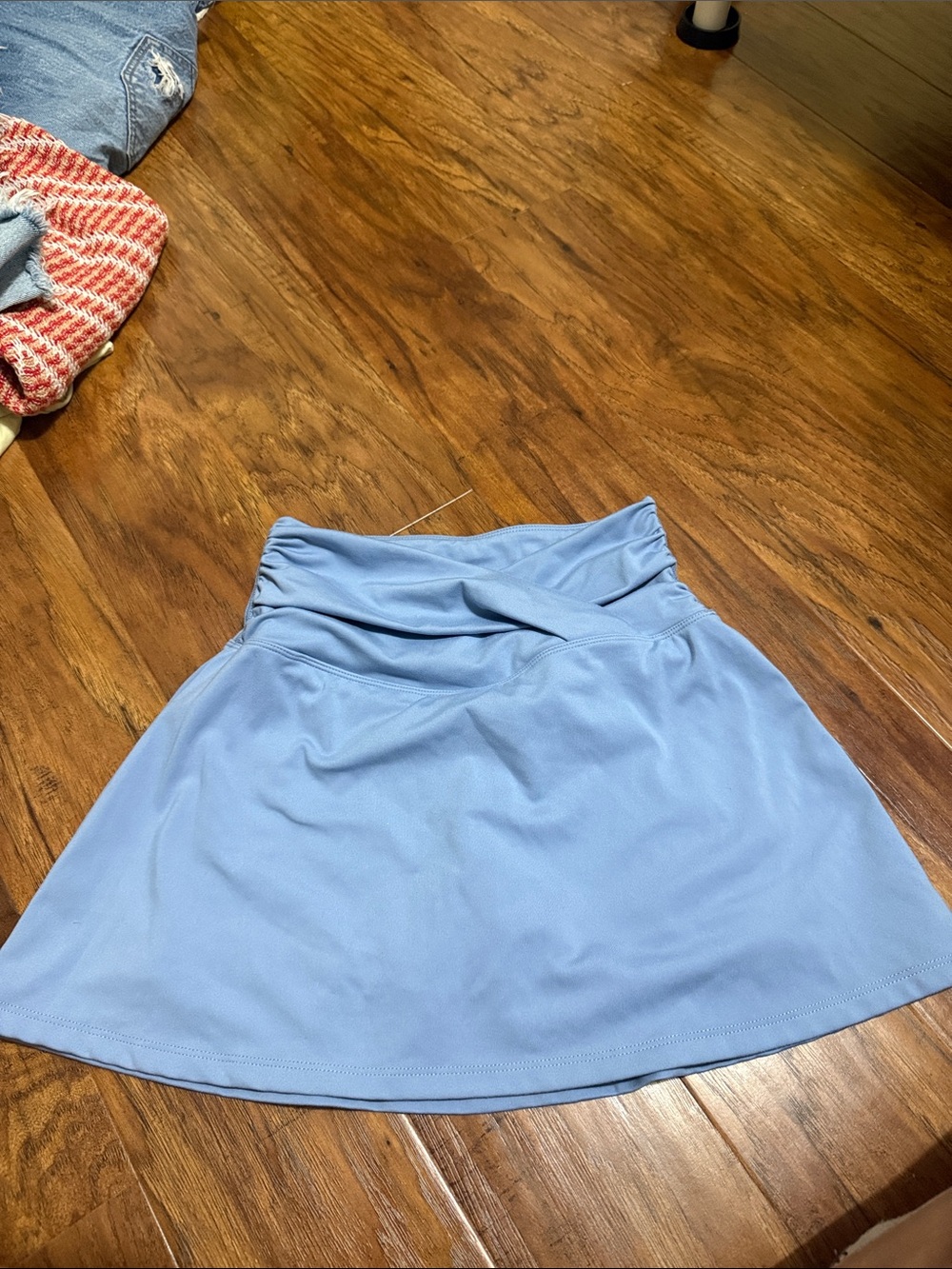 Yogalicious Light Blue Circle Skater Skirt with Folded Waistband Built-in Shorts